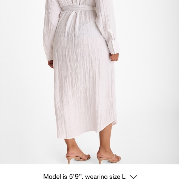 NWT Express Crinkle Portofino Maxi Shirt Dress White Size Medium - Picture 2 of 6